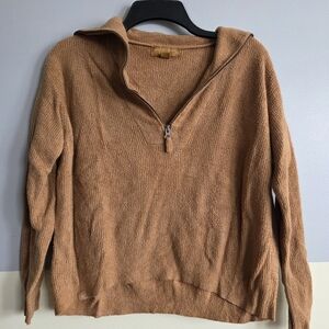 Barefoot Dreams Cozy Tan Half Zip Pullover Sweater XS EXTRA SMALL